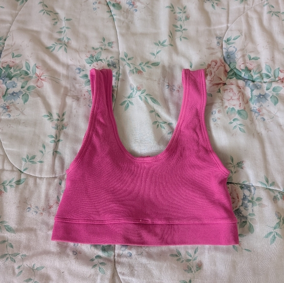 DAMAGED Bombshell Sportswear Hot Pink Snap Seamless Sports Bra - Picture 3 of 7